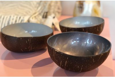 Bol NOYA coco feuille gris bleu metallique
