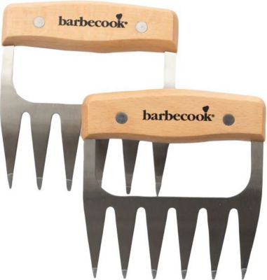Ustensile barbecue BARBECOOK Set de 2 griffes à viande - Inox et bois