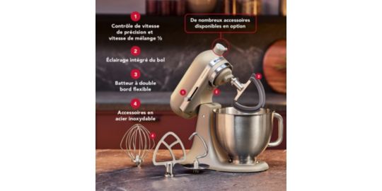 Robot pâtissier KITCHENAID Artisan+Avoine 5KSM50PKVEOC