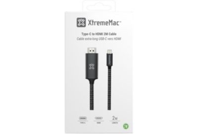 Adaptateur HDMI XTREMEMAC type C - HDMI male 2m nylon tressé gris