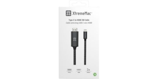 Adaptateur HDMI XTREMEMAC type C - HDMI male 2m nylon tressé gris