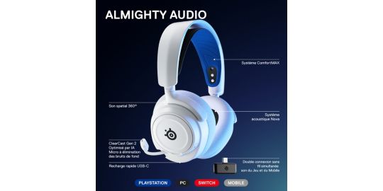 Casque gamer STEELSERIES Arctis Nova 7p white