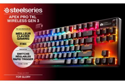 Clavier gamer sans fil STEELSERIES APEX PRO TKL WL Gen 3 - FR