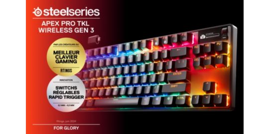 Clavier gamer sans fil STEELSERIES APEX PRO TKL WL Gen 3 - FR