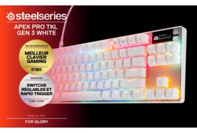 Clavier gamer STEELSERIES Apex Pro TKL Gen 3 FR Blanc