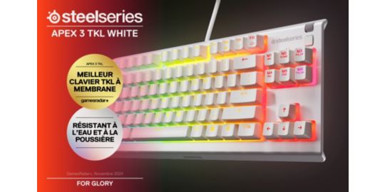 Clavier gamer STEELSERIES Apex 3 TKL Blanc