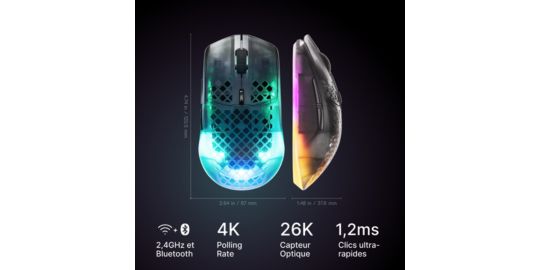 Souris Gamer Sans Fil STEELSERIES Aerox 3 WL Gen 2 - Shadow