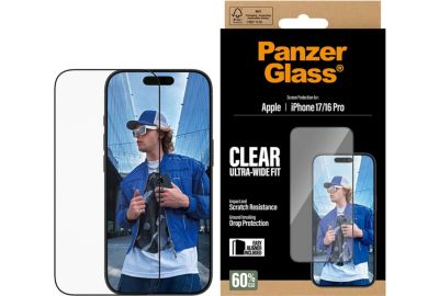 Protège écran PANZERGLASS iPhone 17 / 16 Pro verre trempé