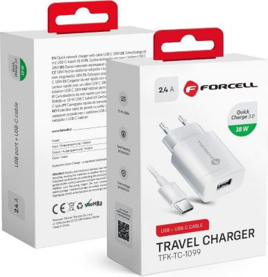 Chargeur secteur FORCELL USB type-C - 2,4A 18W Quick Charge 3.0