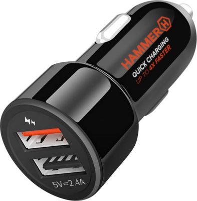 Chargeur allume-cigare HAMMER 30W, 2x USB Quick Charge, Noir