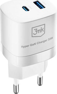 Chargeur secteur 3MK USB + USB-C 33W - Blanc Chargeur secteur 3MK USB + USB-C 33W - Blanc