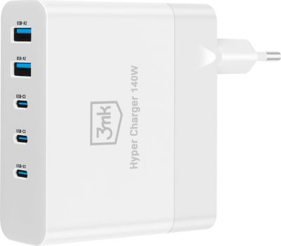 Chargeur secteur 3MK GaN 140W 2x USB + 3x USB C Blanc