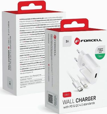 Chargeur secteur FORCELL USB C  câble d 3A 20W aPD et QC 4.0 Chargeur secteur FORCELL USB C  câble d 3A 20W aPD et QC 4.0