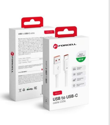 Câble USB FORCELL USB A vers Type C QC4.0 3A/20V PD60W 1m Câble USB FORCELL USB A vers Type C QC4.0 3A/20V PD60W 1m