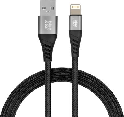 Câble alimentation BLUESTAR USB vers Lightning 2.4A Tressé Noir