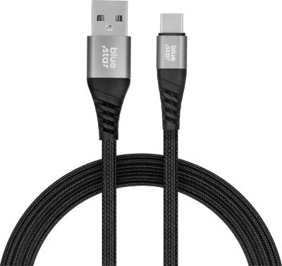 Câble alimentation BLUESTAR USB vers USB C 3A Nylon Tressé Noir