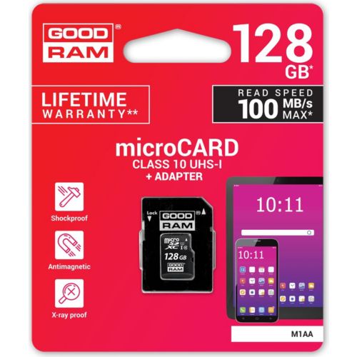 Carte Micro SD GOODRAM M1AA, SDXC-SDHC, 128GO classe 10