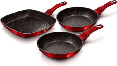 Batterie de cuisine BERLINGER HAUS Burgundy Set 2 Poêles, 1 Grill Induction