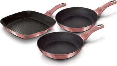 Batterie de cuisine BERLINGER HAUS I-Rose Set 2 Poêles, 1 Grill Induction