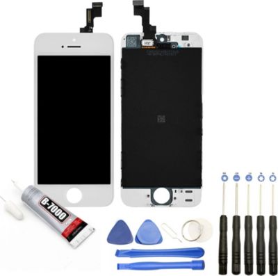 Ecran téléphone VISIODIRECT Vitre + LCD pour iPhone 5S BLANC
