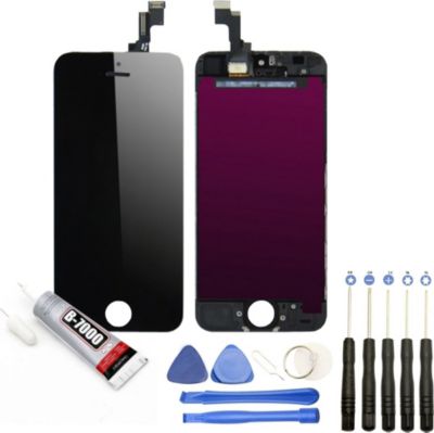 Ecran téléphone VISIODIRECT Vitre + LCD pour iPhone 5S NOIR