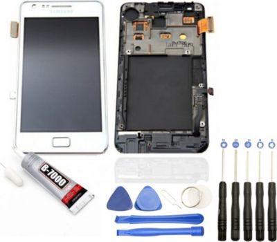 Ecran téléphone VISIODIRECT Vitre + LCD pour Samsung Galaxy S2 BLANC