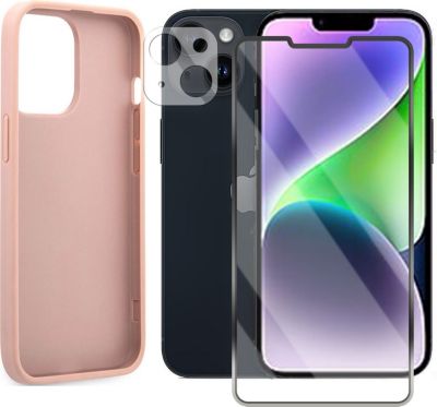 Pack VISIODIRECT Coque+ verre pour iPhone 14 + Rose