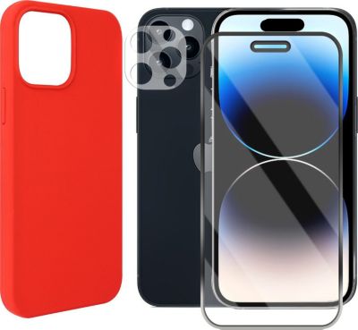 Pack VISIODIRECT Coque+ verre pour iPhone 14 Pro Rouge