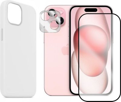 Protège écran VISIODIRECT Verre avec bordsNoir pour iPhone 15