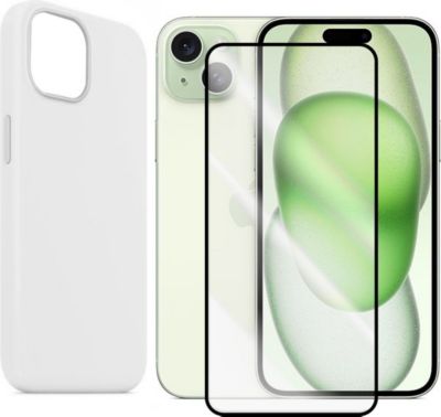 Coque VISIODIRECT Coque Blanc + 2 Verre pour iPhone 15+