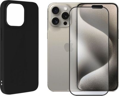 Protège écran VISIODIRECT Verre + Coque Noir pour iPhone 16 Pro