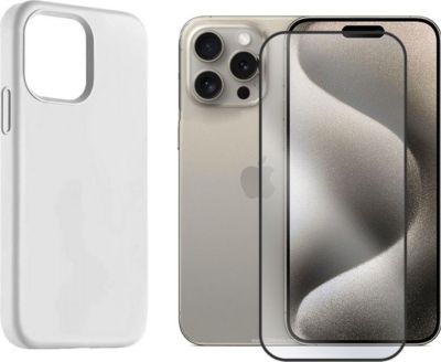 Protège écran VISIODIRECT 2 Verres +Coque Blanc pour iPhone 16 Pro