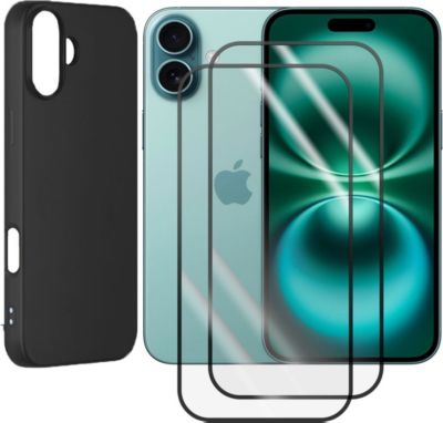 Protège écran VISIODIRECT 2 Verres +Coque Noir pour iPhone 16 Plus