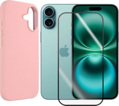 Protège écran VISIODIRECT Verre+Coque Rose pour iPhone 16 Plus 6.7