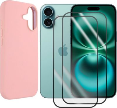 Protège écran VISIODIRECT 2 Verres +Coque Rose pour iPhone 16 Plus