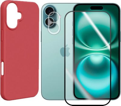 Protège écran VISIODIRECT Coque Rouge+2 Verres pour iPhone 16 Plus