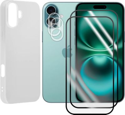 Protège écran VISIODIRECT 2 Verre pour iPhone 16 6.1"+ Coque Blanc