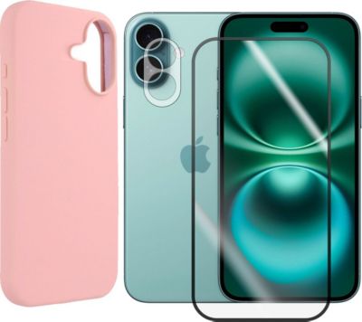 Protège écran VISIODIRECT Coque Rose+2 Verre trempé pour iPhone 16 Protège écran VISIODIRECT Coque Rose+2 Verre trempé pour iPhone 16