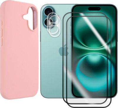 Protège écran VISIODIRECT 2 Verres pour iPhone 16 6.1"+ Coque Rose