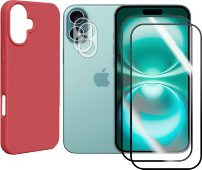 Protège écran VISIODIRECT 2 Verre pour iPhone 16 6.1"+ Coque Rouge Protège écran VISIODIRECT 2 Verre pour iPhone 16 6.1"+ Coque Rouge
