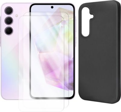 Protège écran VISIODIRECT 2 Verres + Coque Noir pour Samsung A35