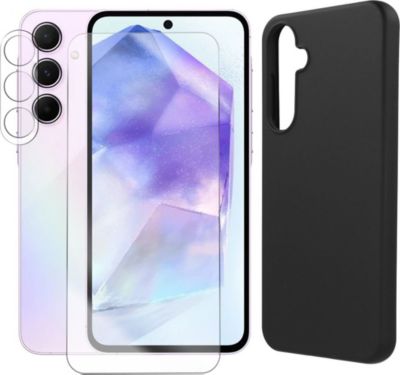 Protège écran VISIODIRECT 2 Verre + Coque Noir pour Samsung A55