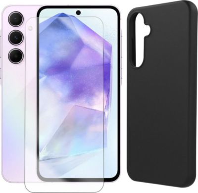 Protège écran VISIODIRECT Verre trempé+Coque Noir pour Samsung A55