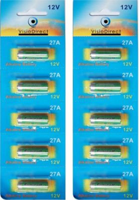Pile VISIODIRECT 10 Piles Alcaline 12V 27A,A27,A27BP,A27S Pile VISIODIRECT 10 Piles Alcaline 12V 27A,A27,A27BP,A27S