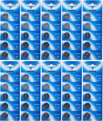 Pile VISIODIRECT 50 Piles bouton plates lithium 3V CR2016