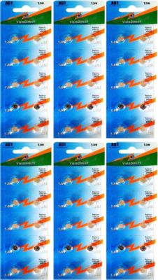 Pile VISIODIRECT 60 Piles AG1/G1 1,5V LR60 LR621 SR621W Pile VISIODIRECT 60 Piles AG1/G1 1,5V LR60 LR621 SR621W