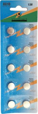 Pile VISIODIRECT 10 Piles plates AG10 1,5V LR1130 / LR54