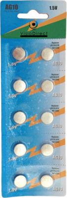 Pile VISIODIRECT 10 Piles plates AG10 1,5V LR1130 / LR54 Pile VISIODIRECT 10 Piles plates AG10 1,5V LR1130 / LR54