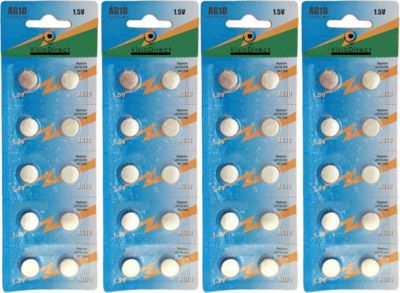 Pile VISIODIRECT 40 Piles plates AG10 1,5V LR1130 / LR54