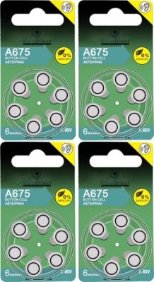 Pile VISIODIRECT 24 Piles Zinc Air A675/675 PR44 1,45V